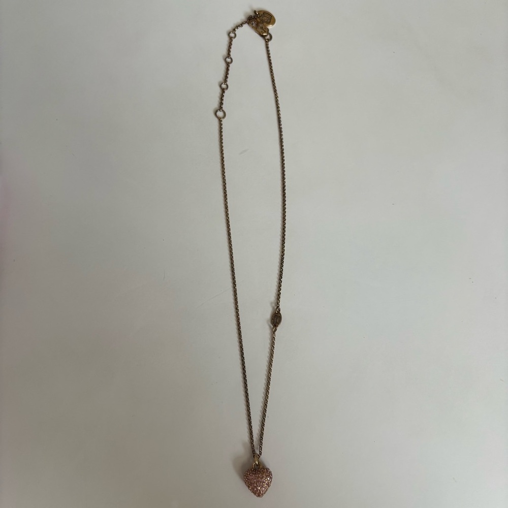 Vintage Juicy Couture Pink & Gold Heart Necklace - Picture 7 of 10